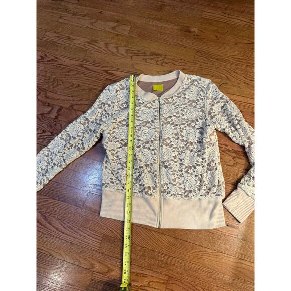 Mod Lusive Lace Zip Cardigan Jacket Ivory White W Large-small hole in lining - Picture 9 of 9